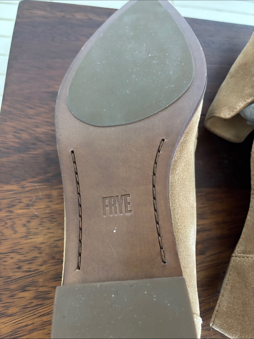 Frye Pointed Suede Slip-On Loafers in Camel Brown 9.5 - Picture 8 of 9